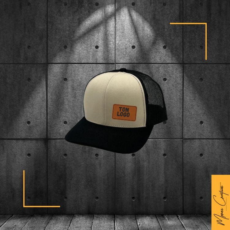 Casquette 6 panneaux courbée patch en cuir Casquette 6 panneaux courbée patch en cuir