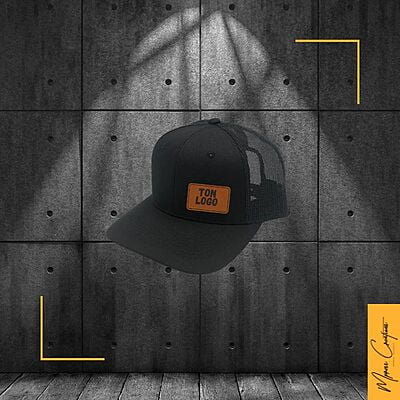 Casquette 6 panneaux courbée patch en cuir Casquette 6 panneaux courbée patch en cuir