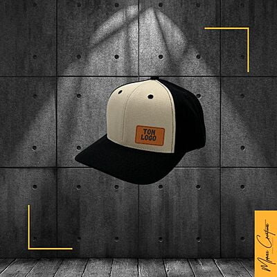 Casquette 6 panneaux courbée patch de cuir Casquette 6 panneaux courbée patch de cuir