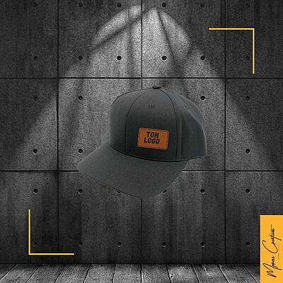 Casquette 6 panneaux courbée patch de cuir Casquette 6 panneaux courbée patch de cuir