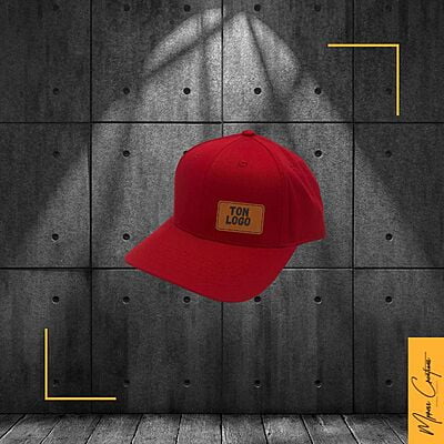 Casquette 6 panneaux courbée patch de cuir Casquette 6 panneaux courbée patch de cuir