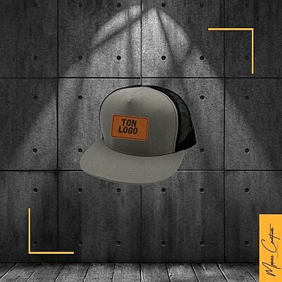 Casquette 5 panneaux - patch en cuir (trucker's hat)