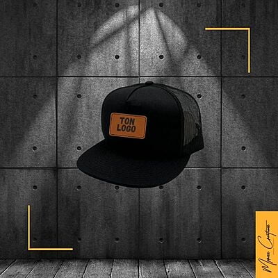 Casquette 5 panneaux - patch en cuir (trucker's hat) Casquette 5 panneaux - patch en cuir (trucker's hat)