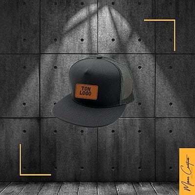 Casquette 5 panneaux - patch en cuir (trucker's hat) Casquette 5 panneaux - patch en cuir (trucker's hat)