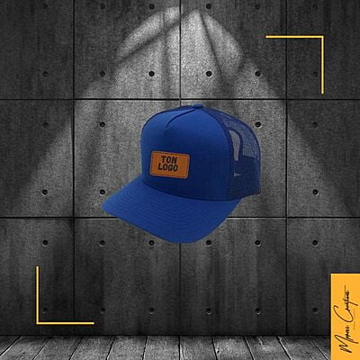 Casquette 5 panneaux courbée patch en cuir (trucker's hat) Casquette 5 panneaux courbée patch en cuir (trucker's hat)