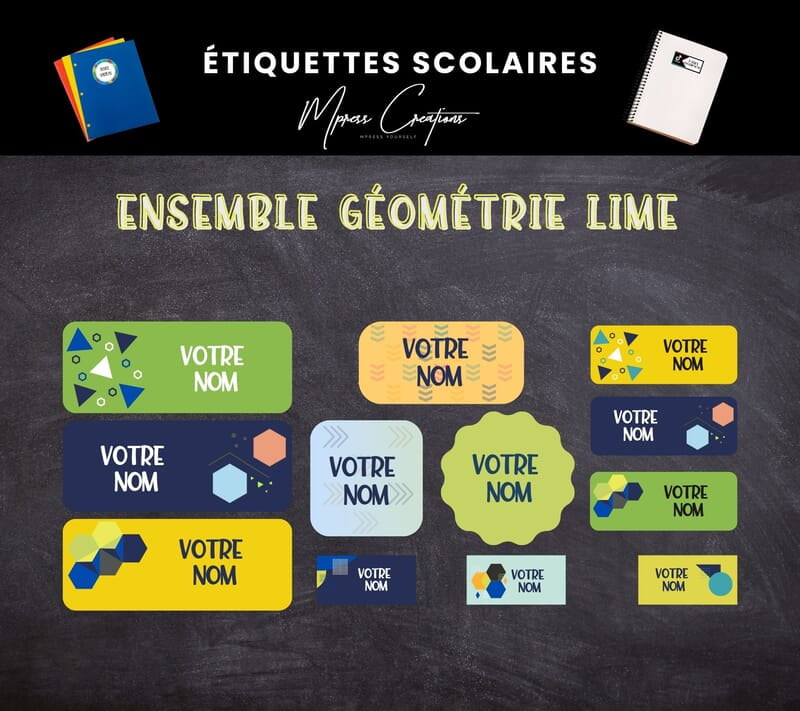 Étiquettes thématique Géométrie Lime Étiquettes thématique Géométrie Lime