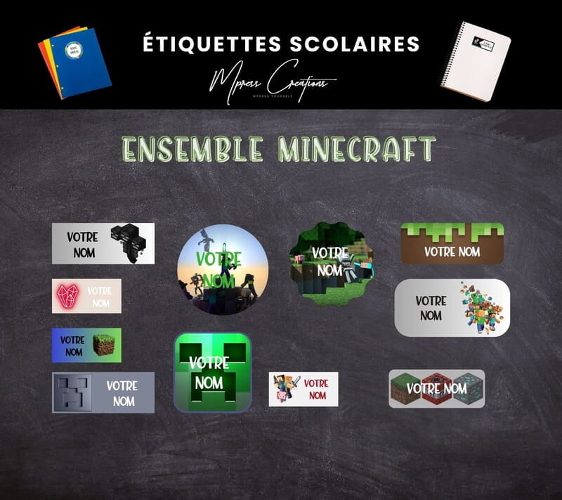 Étiquettes thématique Minecraft Étiquettes thématique Minecraft