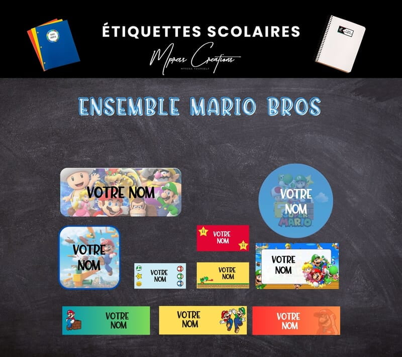Étiquettes thématique Mario Bros Étiquettes thématique Mario Bros