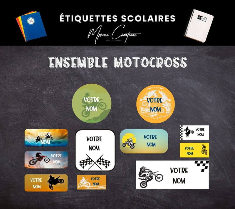 Étiquettes thématique Motocross Étiquettes thématique Motocross