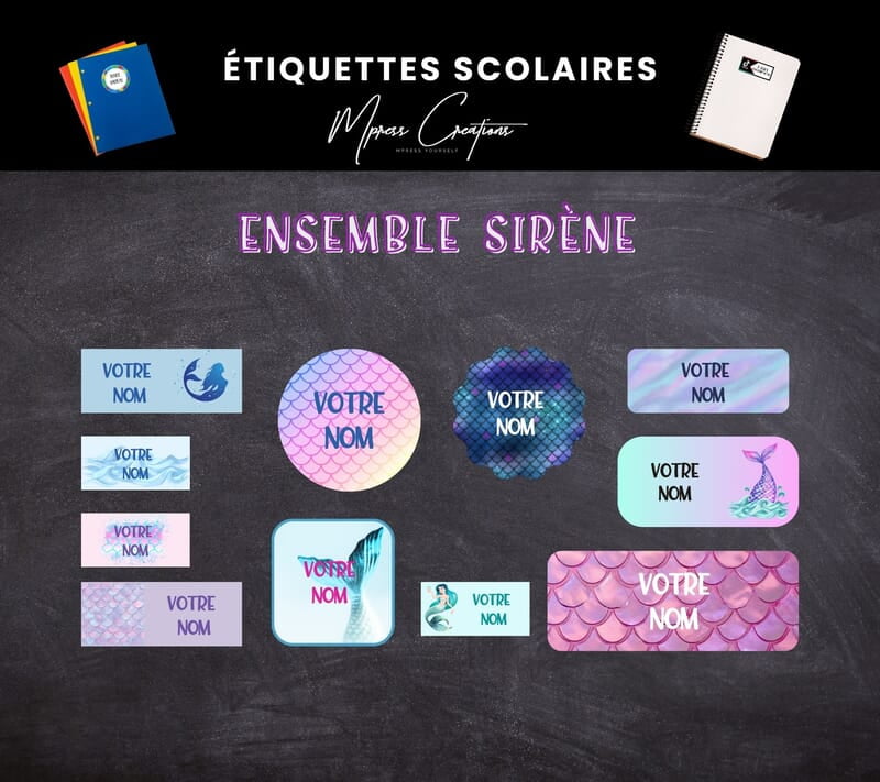 Étiquettes thématique Sirène Étiquettes thématique Sirène