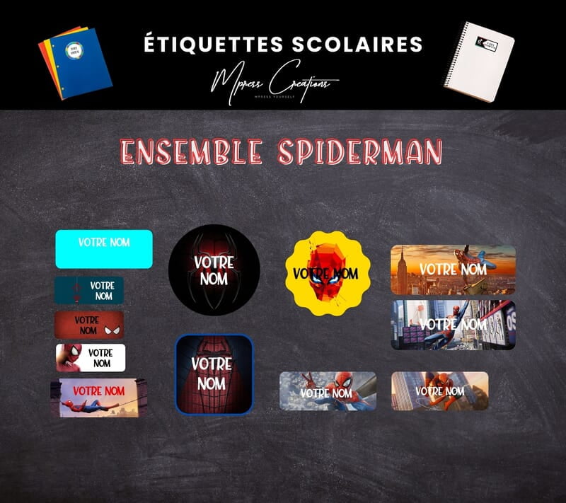 Étiquettes thématique Spiderman Étiquettes thématique Spiderman