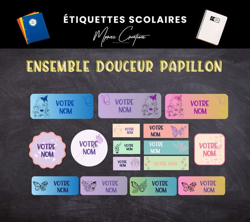 Étiquettes thématique douceur papillon Étiquettes thématique douceur papillon